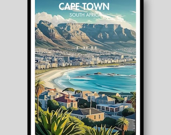 Kapstadt Reiseposter - Tafelberg, Südafrika Wall Art
