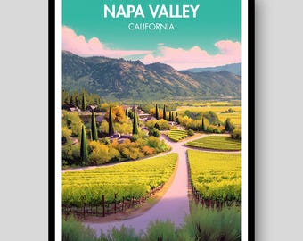 Napa Valley Vineyard Art Print, California Wine Country Travel