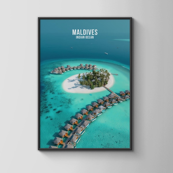 Póster de viaje a las Maldivas y el Océano Índico para pared.