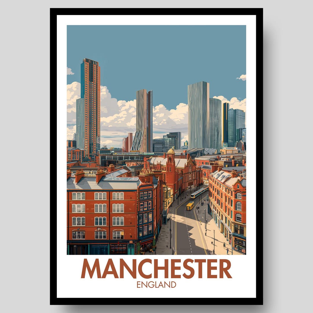 Manchester Poster Manchester Poster - UK Wall Art - Manchester - Manchester United Poster ...