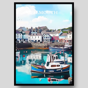Falmouth Poster - Cornwall Poster - Cornish - Falmouth - Cornwall Wall Art - Travel Poster - Cornwall Print - Cornwall - Cornwall Landscape