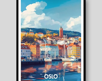 Stampa artistica di Oslo, Norvegia – Poster di viaggio scandinavo
