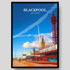 Blackpool Poster - Blackpool Tower - Blackpool Beach - Lancashire Poster - Blackpool - Seaside Wall Art - UK Wall Art - Lancashire Print