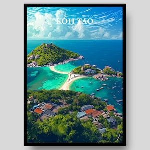 Koh Tao Poster - Thailand Travel Poster - Koh Tao - Thailand Poster - Koh Samui - Thailand - Thailand Art - Thailand Print - Koh Tao Print