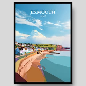 Exmouth Poster - Devon Print - Exmouth - Exeter - Devon - Devon Poster - South Devon Art - Exeter Poster - Seaside Poster - Travel Poster