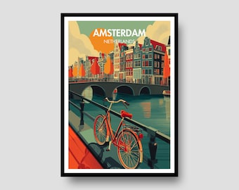 Amsterdam-Grachten Kunstdruck – Niederlande Reise-Poster