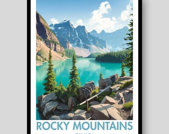 Pôster das Montanhas Rochosas - Pôster do Canadá - Pôster das Montanhas Rochosas - Pôster do Parque Nacional de Banff - Arte de parede das Montanhas Rochosas - Impressão das Montanhas Rochosas