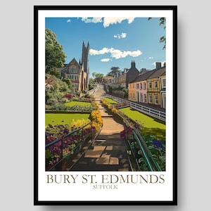 Bury St. Edmunds Poster - Suffolk Landscape - Bury St. Edmunds - Suffolk - Suffolk Poster - Suffolk Map - English Countryside -Sufflok Print
