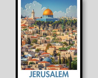 Plakat z Jerozolimą - Sztuka ścienna z Jerozolimą - Jerozolima - Sztuka z Jerozolimy - Plakat z Izraelem - Wydruk z Jerozolimy - Izrael - Malarstwo z Jerozolimy