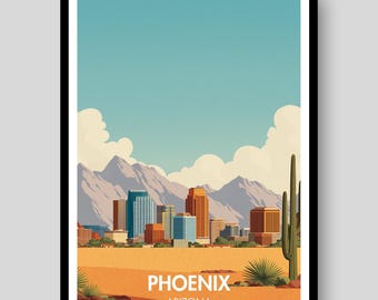 Phoenix Arizona Travel Poster – Desert Landscape Art Print