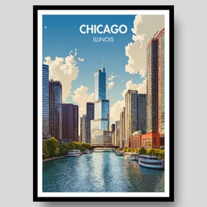 Chicago Poster - Chicago Wall Art - Chicago Print - Chicago - Illinois Poster - Chicago Art - Chicago Skyline - Illinois - Chicago Prints