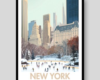 New York Poster - Central Park Christmas Wall Art - NYC Print
