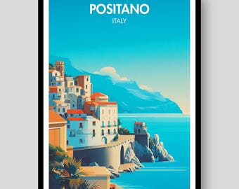 Positano Poster - Amalfi Coast Print - Italian Wall Art - Positano Gifts