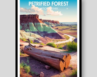 Poster du parc national de la forêt pétrifiée - Poster de l'Arizona - Forêt pétrifiée - Impression de la forêt pétrifiée - Art de la forêt pétrifiée - Impression de l'Arizona