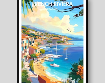 French Riviera Poster - French Riviera - Mediterranean Poster - French Riviera Print - French Poster - France - Nice Poster - Monaco Poster