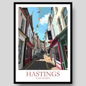 Hastings Poster - Sussex Poster - Hastings - Brighton Poster - East Sussex - Sussex Art - UK Wall Art - Hastings Print - England Poster