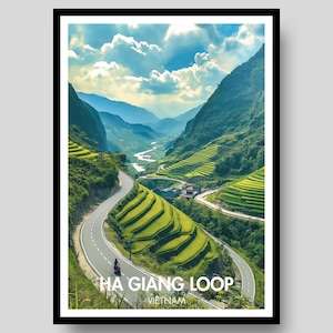 Ha Giang Loop plakat-Wietnam plakat-Ha Giang Loop-Wietnam-wietnamski plakat-Wietnam Print-wietnamski-Wietnam Wall art