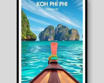 Koh Phi Phi Poster - Thailand Poster - Koh Phi Phi - Thailand - Thailand Gifts - Thai Poster - Thailand Print - Koh Phi Phi Print - Ko Lanta