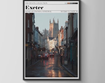 Exeter Print Exeter Cathedral Cityscape Art