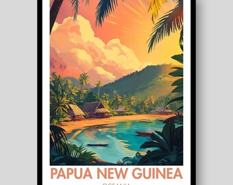 Papua New Guinea Travel Poster – Vintage Style Island Art