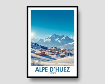 Póster de Alpe D'Huez – Arte mural de los Alpes franceses