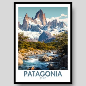 Patagonia Poster - Patagonia Print - Fitz Roy Poster - Patagonia Mountains - Chile Poster - Patagonia Vintage - Argentina - Patagonia Art