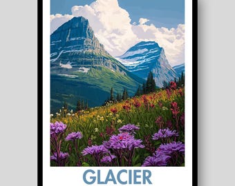 Pôster do Parque Nacional Glacier - Parque Nacional Glacier - Pôster de Montana - Glacier - Montana - Arte do Parque Nacional Glacier - Pôster de Parque Nacional