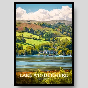 Lake Windermere Poster - Seenplatte Poster - Nationalpark Poster - Seenplatte Drucke - Reiseposter - Windermere - Seenplatte