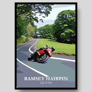 Ramsey Hairpin Poster - Isle of Man Poster - Isle of Man TT - Motorbike Poster - Motorcycle Wall Art - Isle Of Man - MotoGP -Isle of Man Map