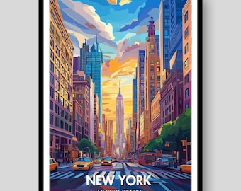 NYC Skyline Travel Poster – New York City Art Print