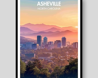 Poster di Asheville - Poster della Carolina del Nord - Asheville - Decorazione murale di Asheville - Carolina del Nord - Stampa di Asheville - Decorazione murale della Carolina del Nord