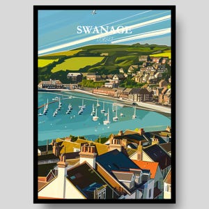 Swanage Poster - Dorset Poster - Swanage - Dorset - Jurassic Coast - Travel Poster - Dorset Print - England Wall Art - Poole - UK Wall Art