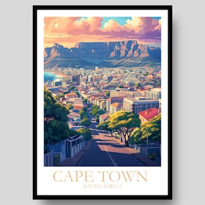 Cape Town Poster - South African Poster - Cape Town - Travel Poster - Cape Town Wall Art - South Africa - Cape Town Map - Cape Town Print