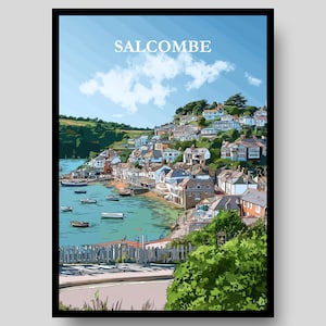 Salcombe Poster - Devon Poster - Salcombe - Plymouth - Devon Art - Devon - Devon Travel Poster - Devon Print - Cornwall - Salcombe Prints