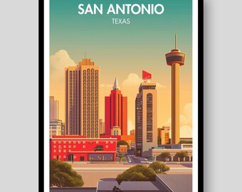 San Antonio Poster - Texas Print - San Antonio - Texas - San Antonio Print - Texas Poster - San Antonio Wall Art - San Antonio Skyline