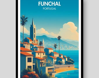 Poster Funchal - Stampa Portogallo - Arte da parete Madeira - Regali Funchal