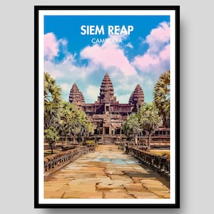 Pôster de Angkor Wat - Impressão de viagem para Siem Reap, Camboja