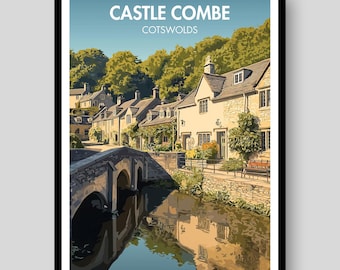 Castle Combe Poster - Cotswolds Poster - Cotswolds Wall Art - The Cotswolds - Castle Combe - Cotswolds - Cotswold Gift - Travel Poster