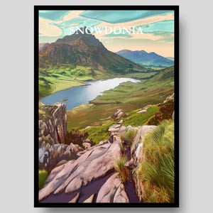 Snowdonia Poster - Mountain Poster - Snowdonia - National Park Poster - Wales Poster - Valleys - Travel Poster - National Park Sign - Wales