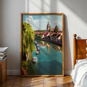 Poster Abingdon - Oxford Poster - Oxfordshire - Abingdon - Oxford - Oxford Print - Fluss Themse - Universität Oxford - Karte Oxford - England