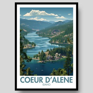 Cartel de Coeur d'Alene - Cartel de Idaho - Coeur d'Alene - Impresión de Coeur d'Alene - Idaho - Arte de pared de Coeur d'Alene - Impresión de Idaho - Arte de pared de Idaho