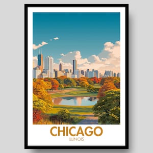 Chicago Poster - Chicago Wall Art - Chicago Print - Chicago - Illinois Poster - Chicago Art - Chicago Skyline - Chicago Map - Illinois