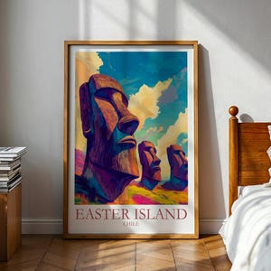 Easter Island Travel Poster - Easter Island Wall Art - Easter Island Art - Vacation Poster - Gift for Traveller - Chile Travel Poster