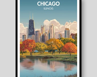 Chicago Skyline Poster - Vibrant City Travel Print