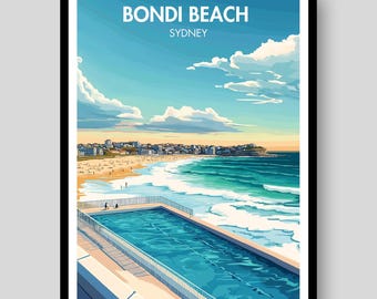 Bondi Beach Art Print – Sydney Travel Poster, Australia Wall Art
