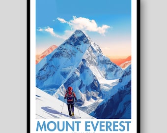 Poster del Monte Everest - Monte Everest - Stampa del Monte Everest - Decorazione murale del Monte Everest - Poster del Nepal - Campo base del Monte Everest - Poster dell'Everest