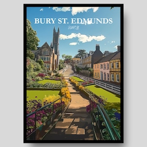Bury St. Edmunds Poster - Suffolk Landscape - Bury St. Edmunds - Suffolk - Suffolk Poster - Suffolk Map - English Countryside - Sufflok Map