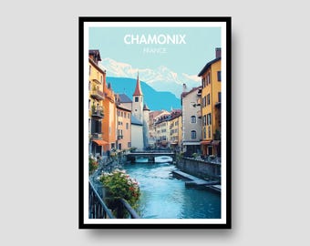 Chamonix Poster - French Alps Wall Art - Mont Blanc - France Print