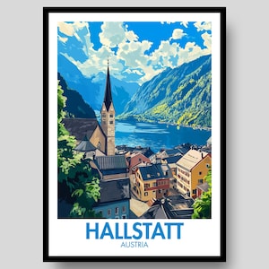 Hallstatt Poster - Austria Poster - Hallstatt - Austria - Hallstatt Wall Art - Travel Poster - Hallstatt Print - Lake Hallstatt -Austria Art