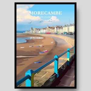 Morecambe Poster - Lancaster - Morecambe - Lancashire - Lancashire Print - Lake District Poster - Lancashire Poster - Lake District Map